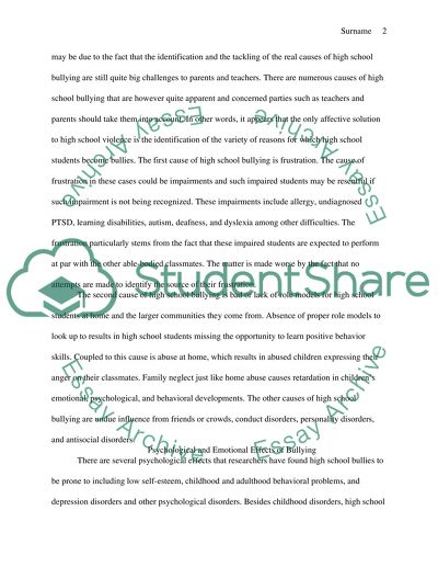 bullying cause and effect essay