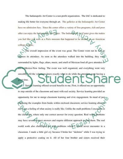 Service learning reflection essay