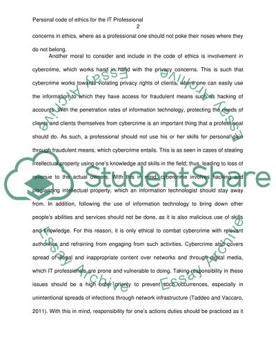 personal code of ethics essay