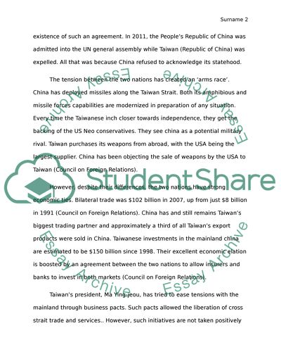 china and taiwan conflict essay