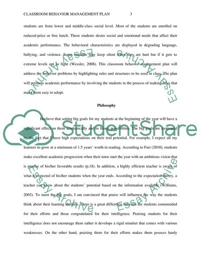 Classroom behavior essay