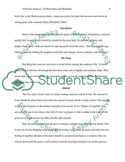 process essay example cooking