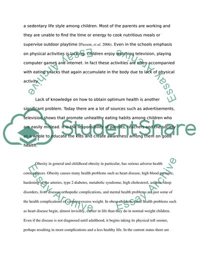 childhood obesity essay examples