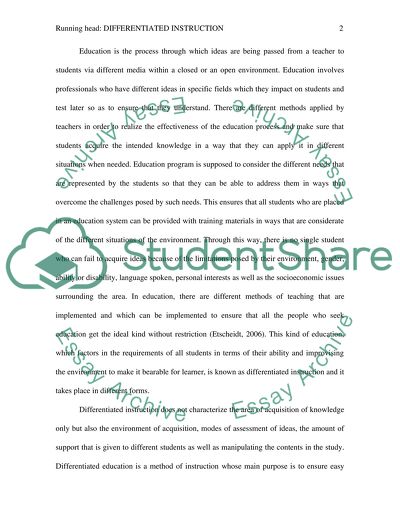 research paper on differentiated instruction