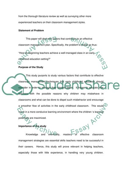 the classroom management research paper