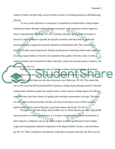 essay on benefits of college degree