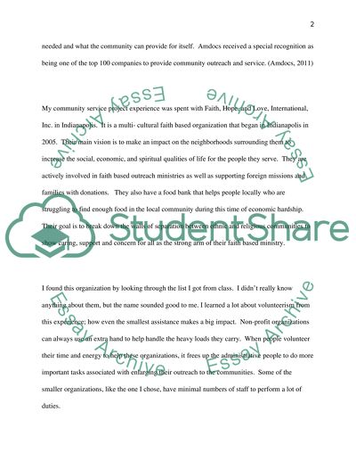 example of reflection paper about community service