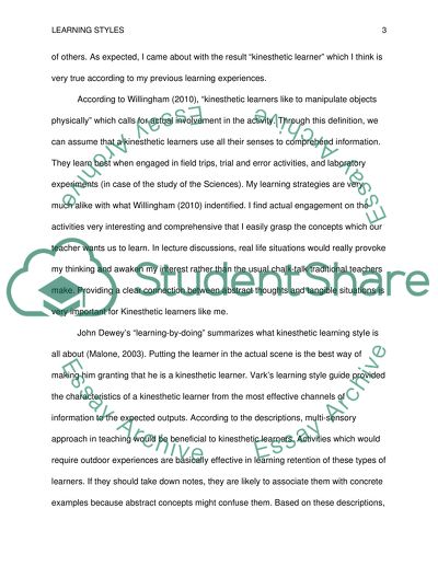Learning styles essay
