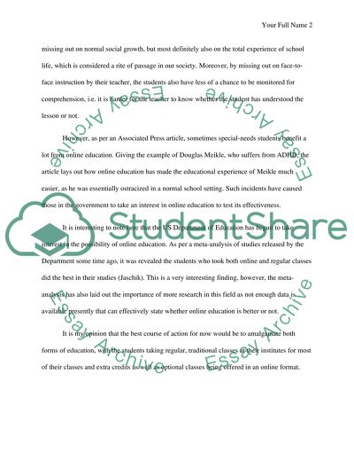 Online Education Essay Example Topics And Well Written Essays