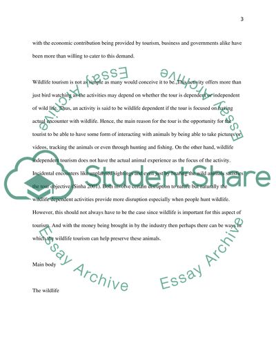 Wildlife Tourism Essay Example | Topics and Well Written Essays - 2500 words