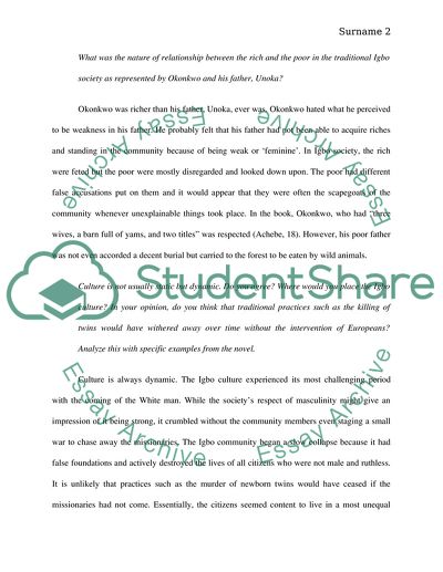 essay questions for things fall apart -