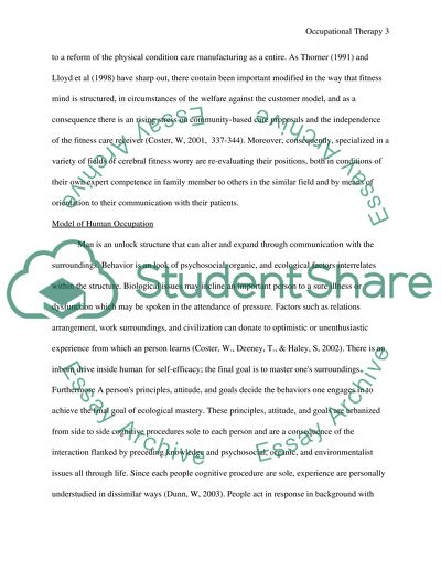 Occupational therapy essays