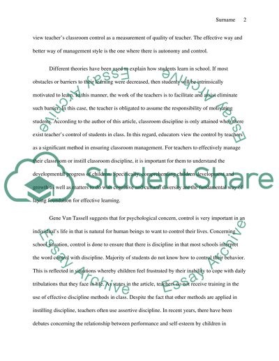 Free Classroom Management Essays and Papers | Help Me