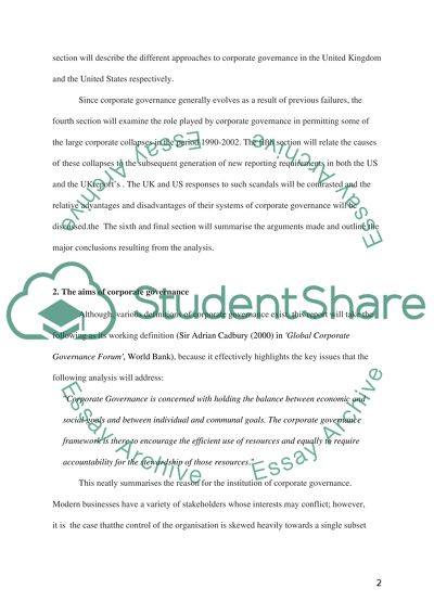 student essays corporate governance