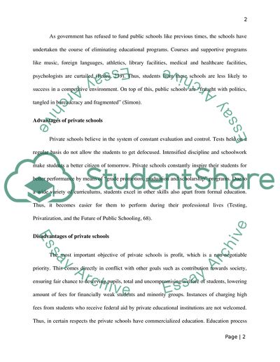 Essay on Education. Research Paper on Private Schools VS. Public Schools