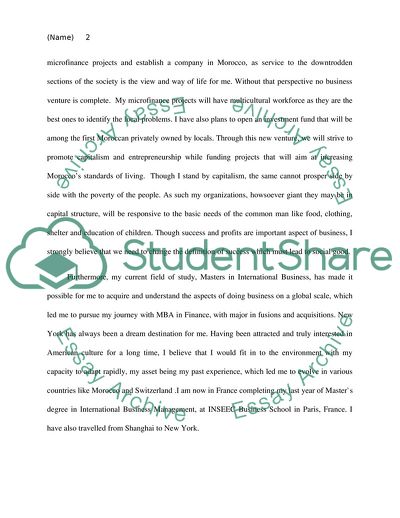 admission essay for business school