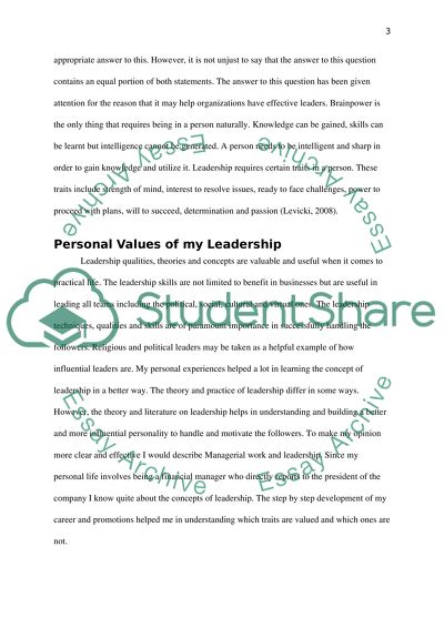 Personal leadership essay