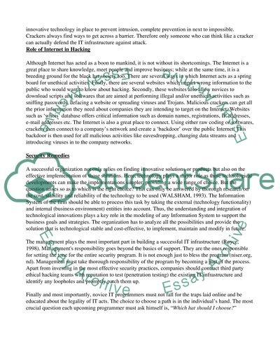 Реферат: Essay On Hacking Essay Research Paper Essay